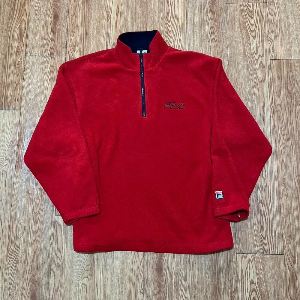 Vintage Y2K FILA Full Zip Embroidered Red‎ Fleece